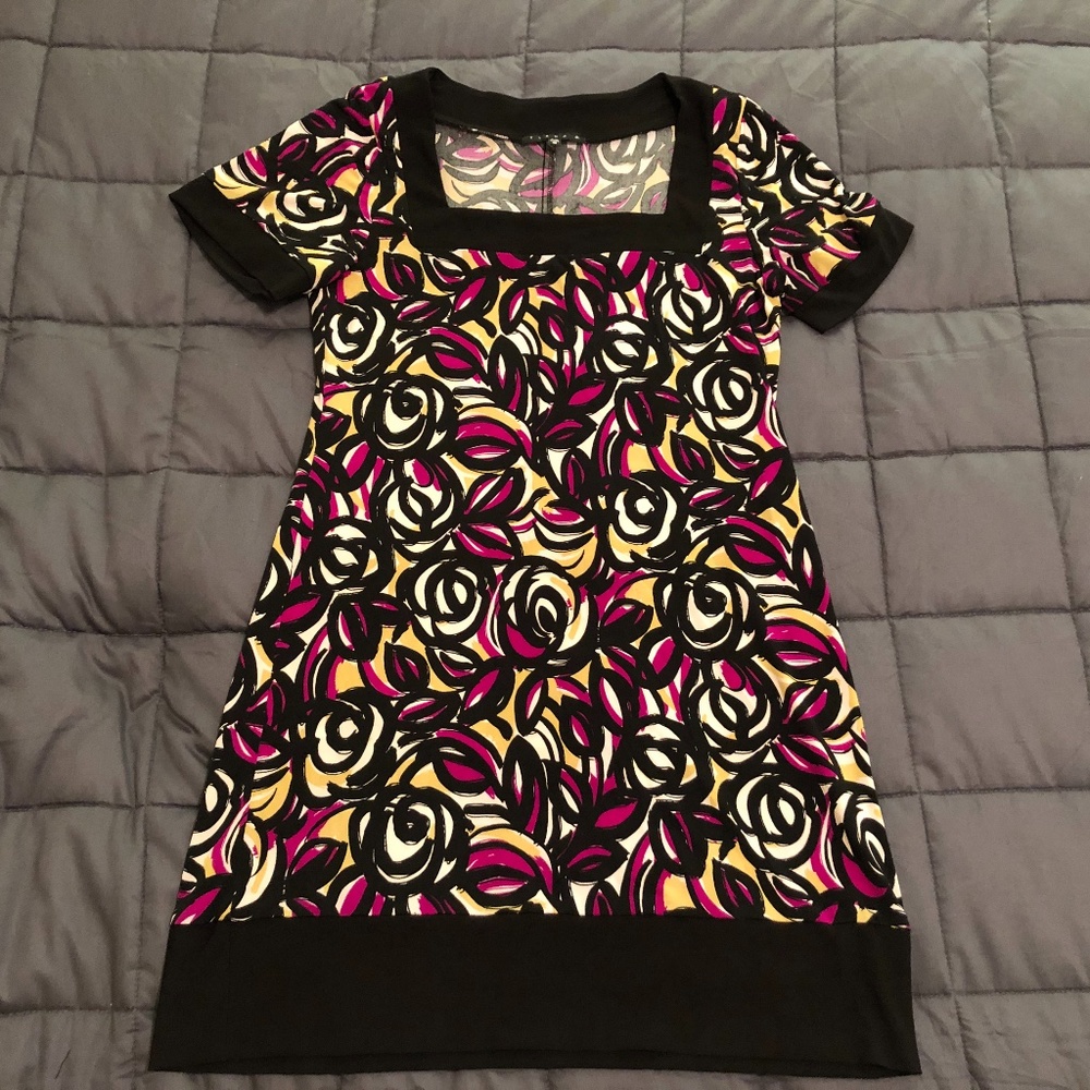 Tiana B. Purple Yellow Dress Square Neck